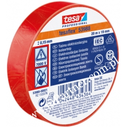 Taśma izolacyjna Tesa PCV 53988 19mm x 20m czerwona